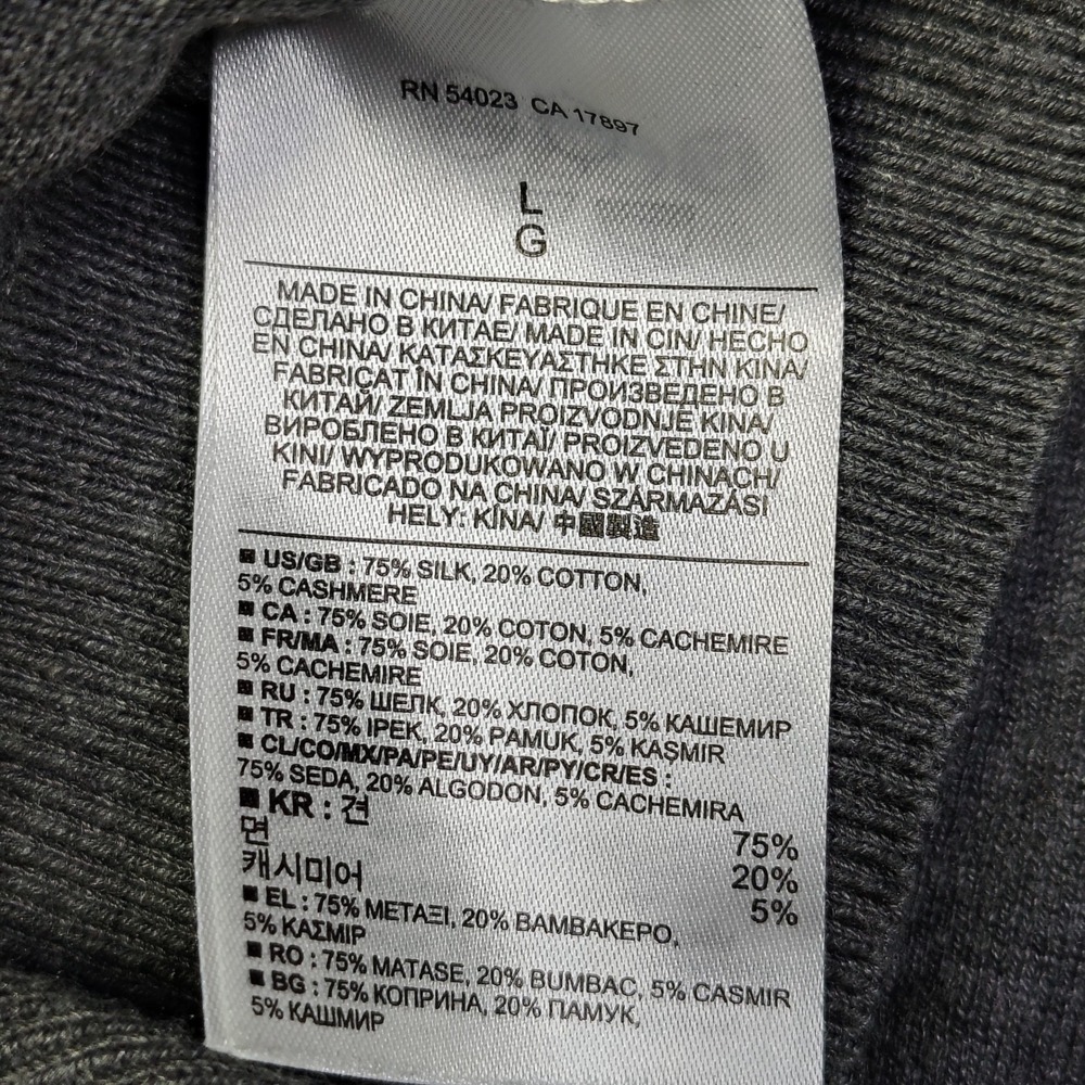 Banana Republic Sweater Mens Large Gray Silk Cashmere Blend Luxury Knit V-Neck - Picture 9 of 11